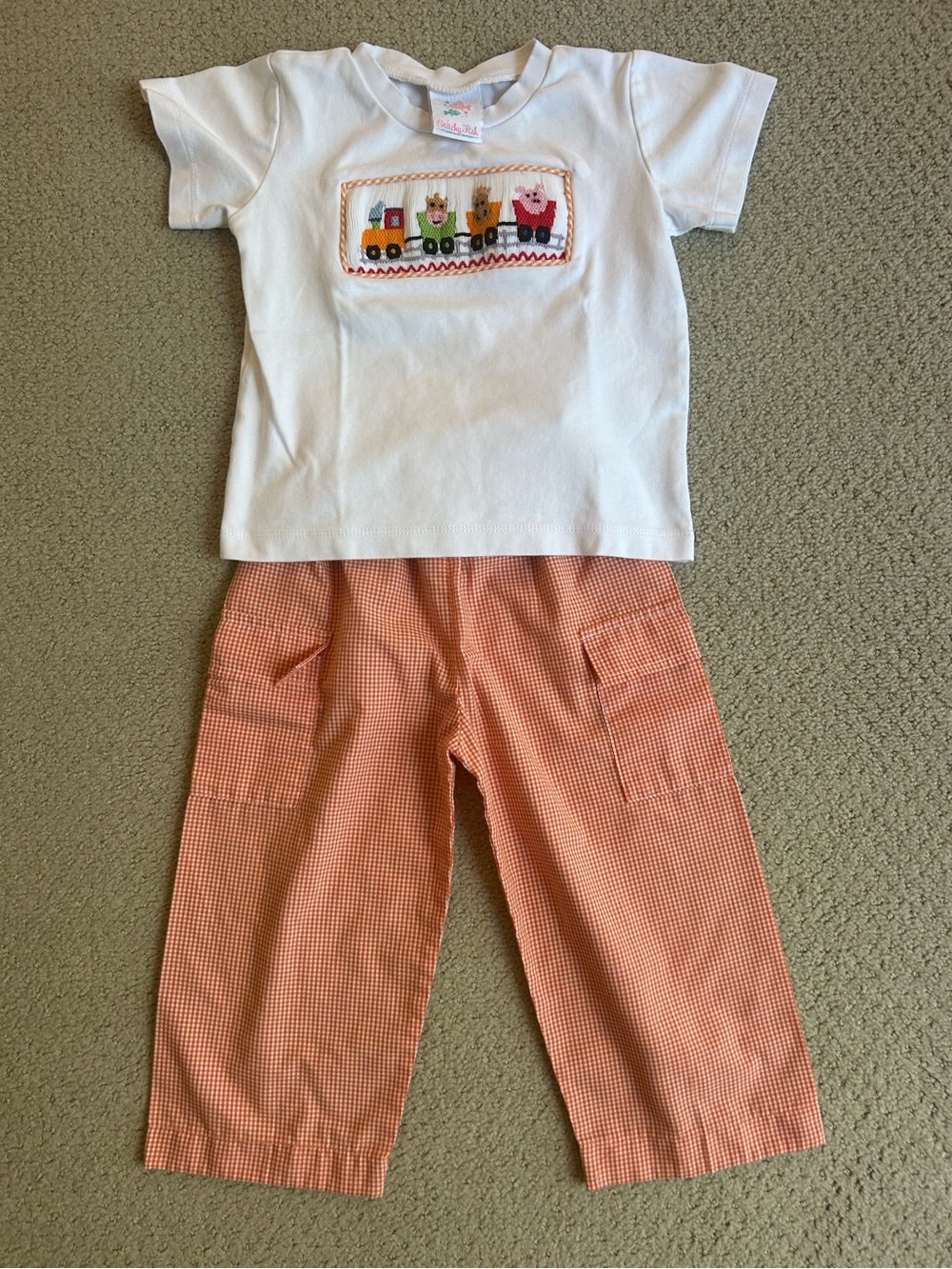 Sticky Fish Smocked Animal Shirt with matching pants